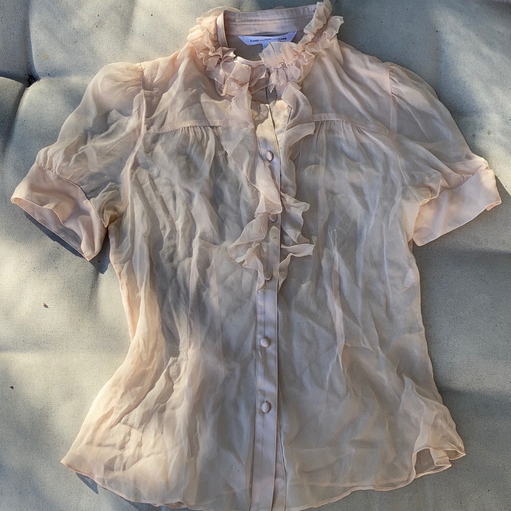 Relist: DIANE von FURSTENBERG vintage sheer ruffled top